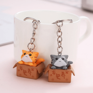 4. Gantungan Kunci Kucing Dalam Kotak Kardus (Cat In The Box Keychain) - Image 2